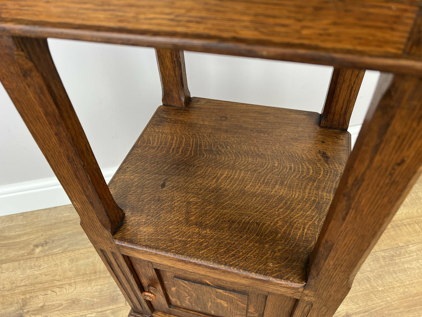 Bedside Table Antique French Style Marble Top Oak Cabinet Nightstand LOT 6236
