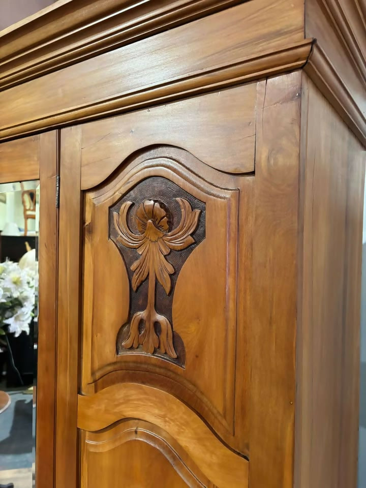 Edwardian Satinwood Double Wardrobe