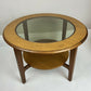 Vintage Remploy Teak Coffee Table Glass Top Round Mid Century Side Table 58.5cm