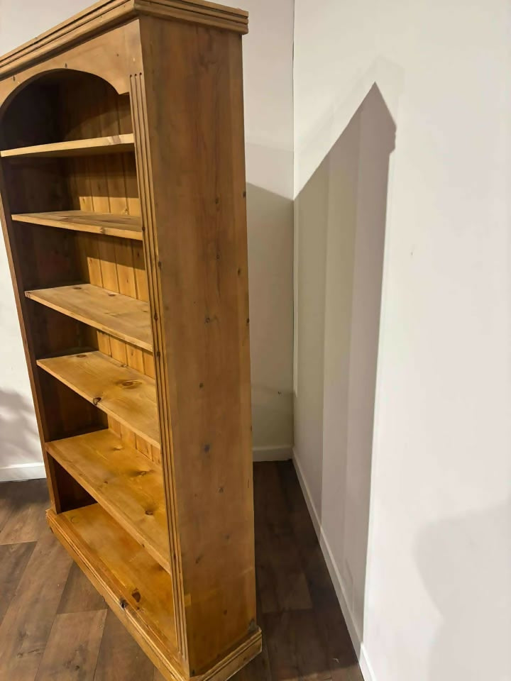 Large Contemporary Stripped Pine Open Bookcase