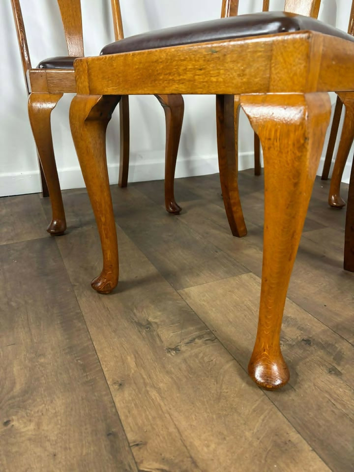 Vintage Set Of Four Honey Oak Dining Chairs
