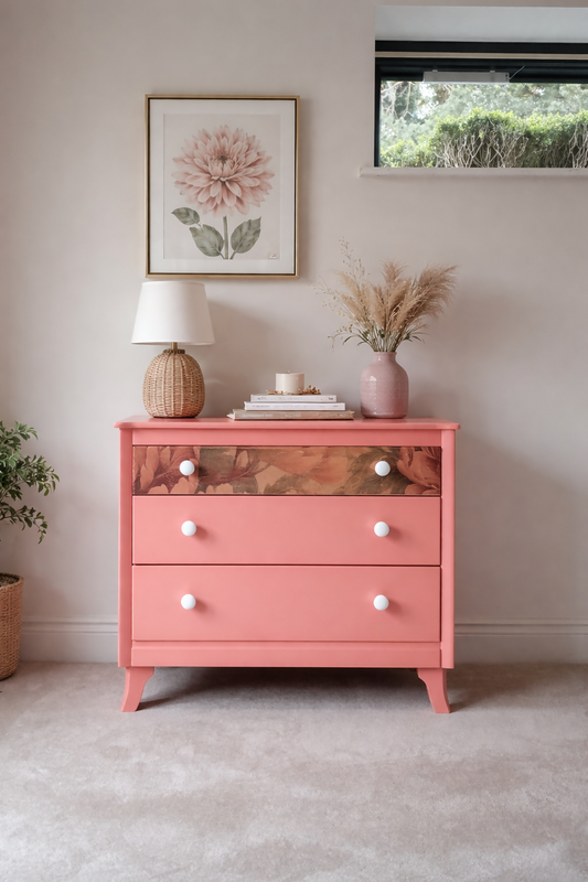 Harris Lebus Chest Of drawers Bedside Table Pink Coral 3 drawers
