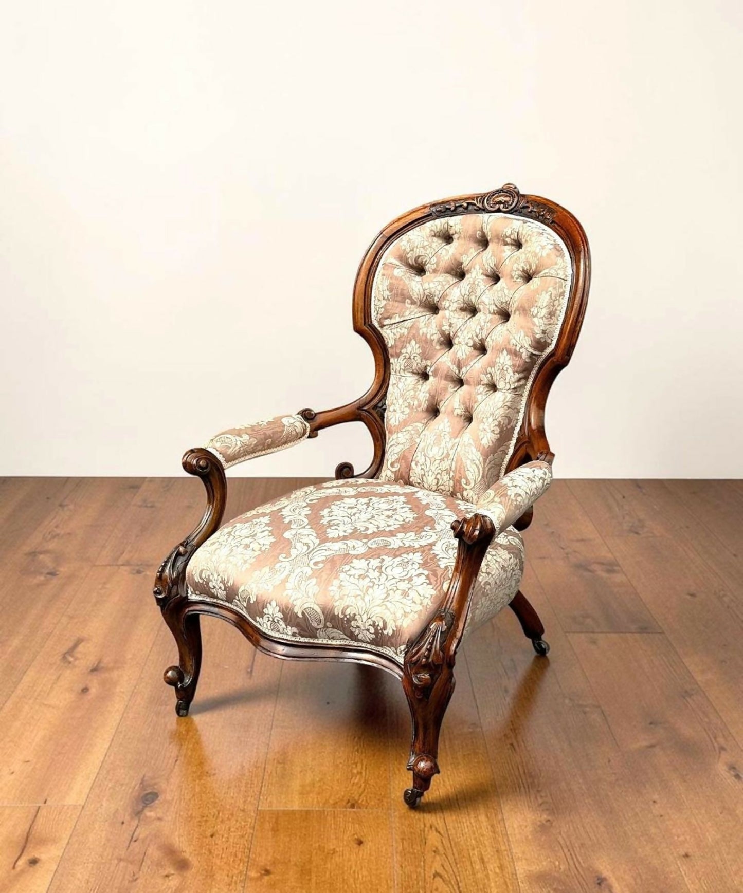 Victorian Walnut Open Armchair