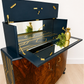 Navy Blue and Gold Art Deco Walnut Drinks Cabinet, cocktail cabinet, 1930s, vintage bar, sideboard, refurbished
