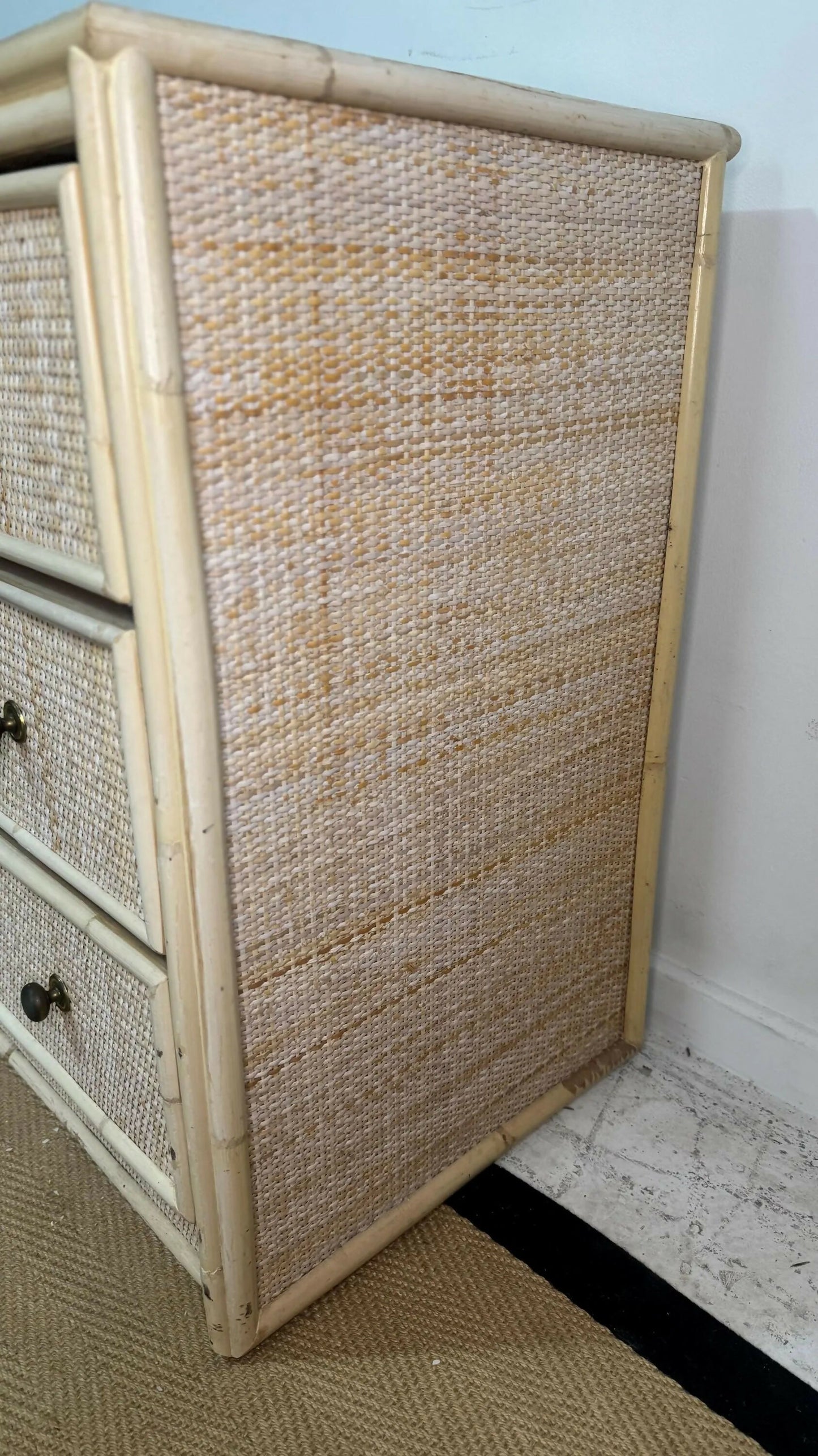 Mid century retro vintage chest of drawers wicker