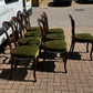 Set of 8 Green Balloon Back Mahogany Dining Chairs.