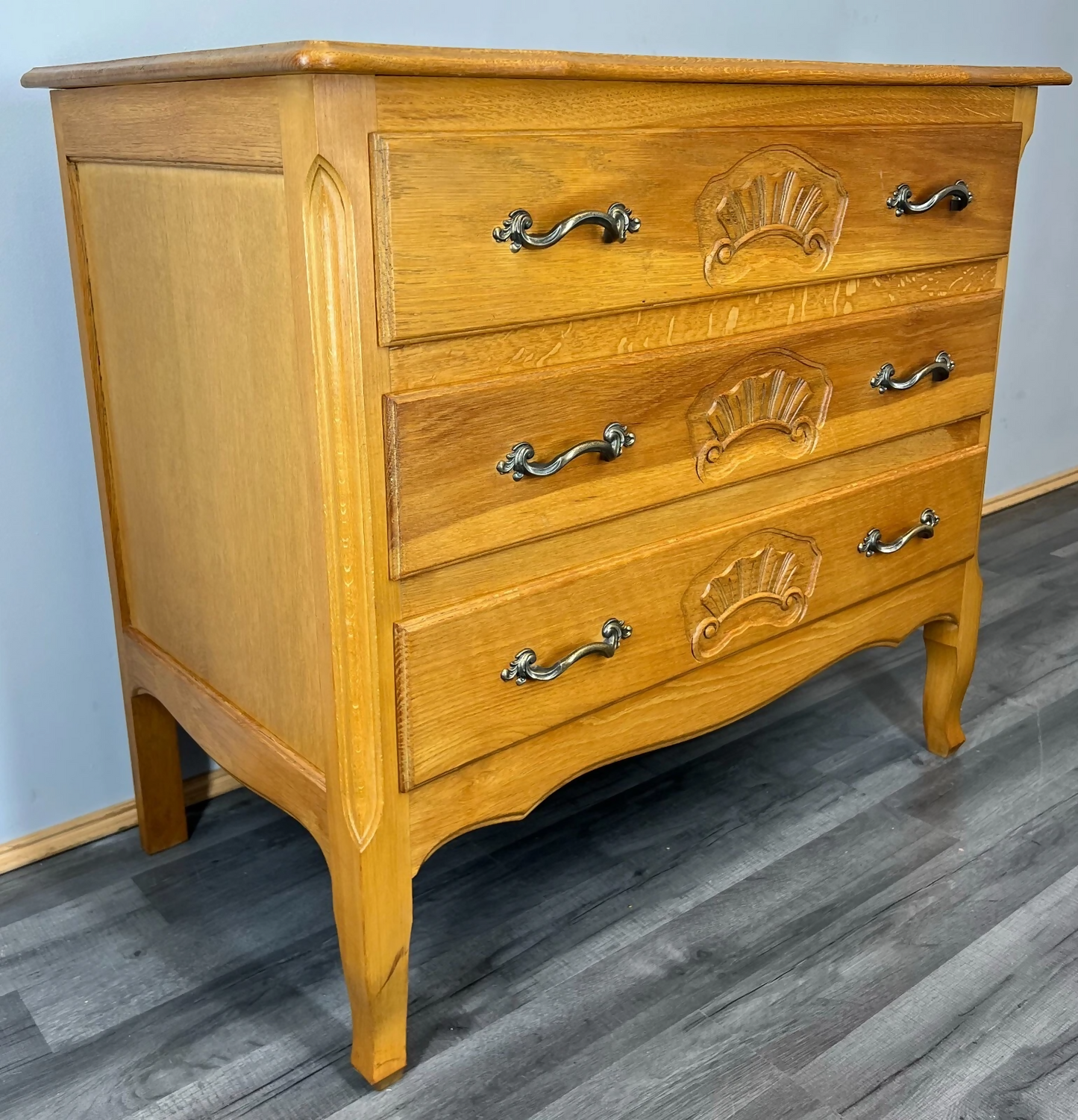 Chest of Drawers Vintage French Louis XVI Oak 3 Drawers Bedroom Cabinet LOT 3727