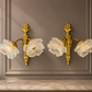 Pair of Wall Lights Vintage French Ornate Double Arm Glass Sconces LOT 6477