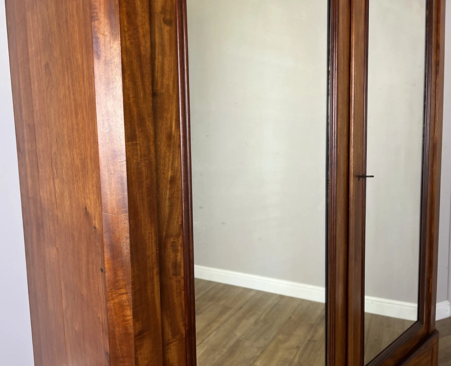 Wardrobe Antique French Mahogany Two Door Carved Mirrored Armoire LOT 6164