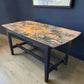 Navy Blue Coffee Table with Sealed Wild Animal Print Top