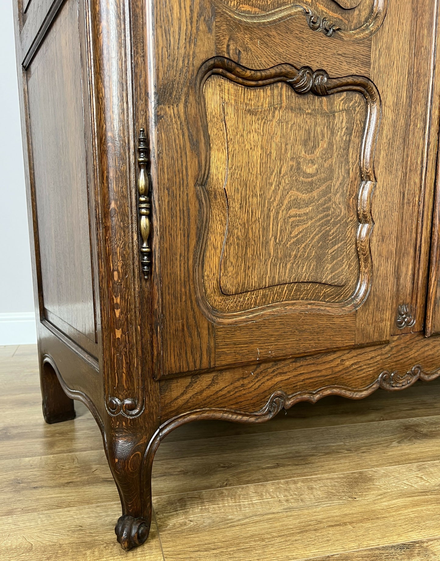 Wardrobe Antique French Louis XVI Style Oak Three Door Carved Armoire LOT 6461