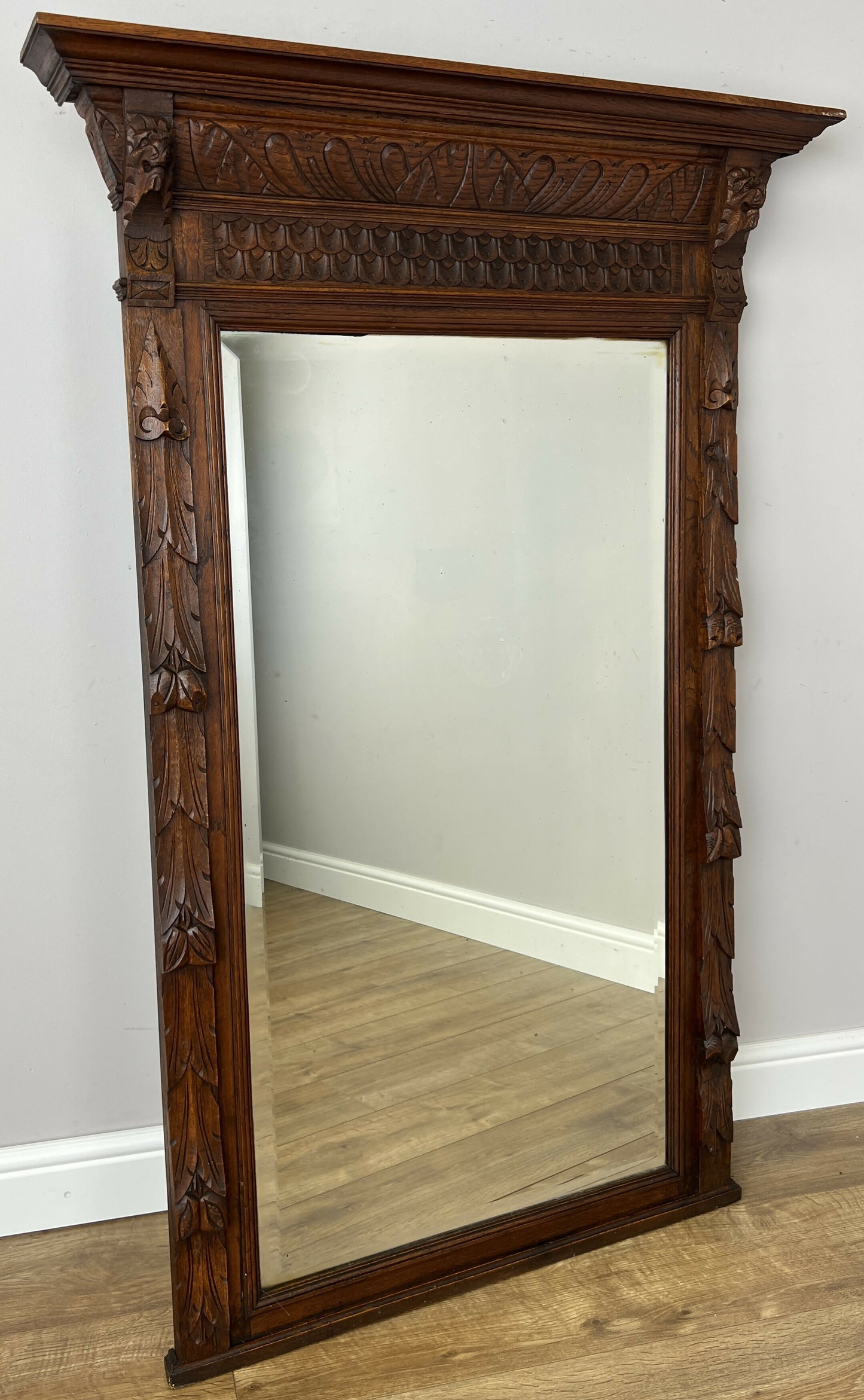 Mirror Antique French Oak Wall Mirror Home Decor Carved Wall Frame LOT 6371