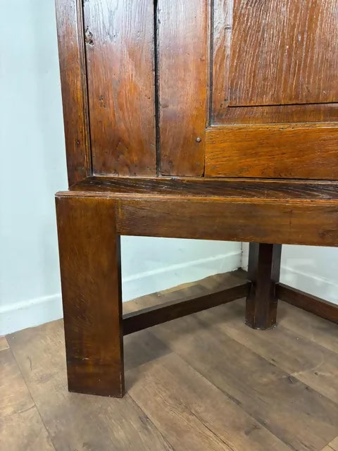Antique Oak Corner Cupboard on Stand