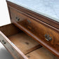 Antique Flame Mahogany Louis XVI Style Marble Top chest of drawers