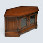 Old Charm TV Stand Linenfold Leaded Glass Doors Tudor Brown FREE UK Delivery*
