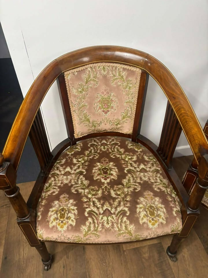 Edwardian Mahogany Inlaid Three Piece Salon Suite