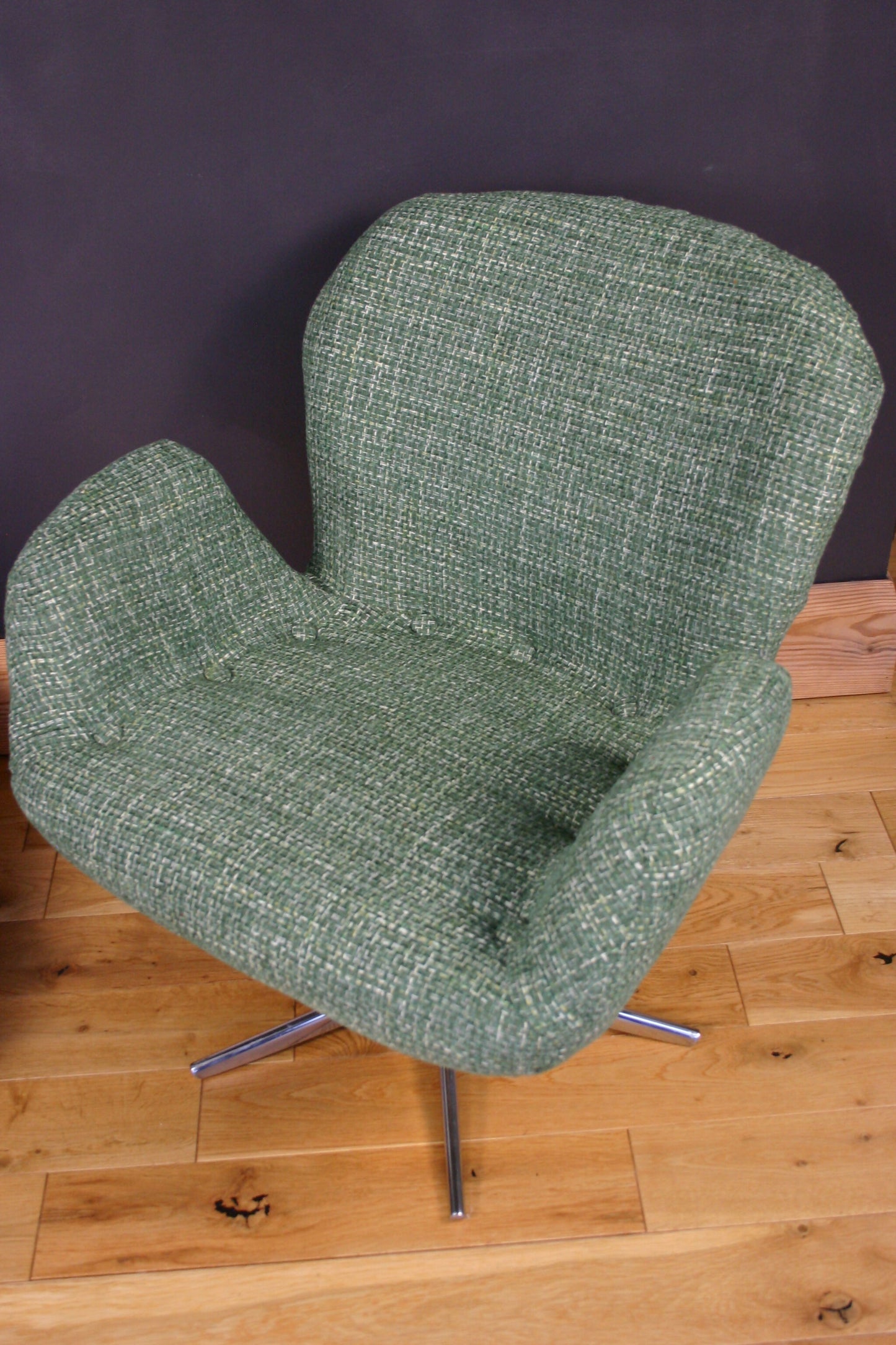 1970s Hungarian Mid Century Swivel Armchair – newly Reupholstered