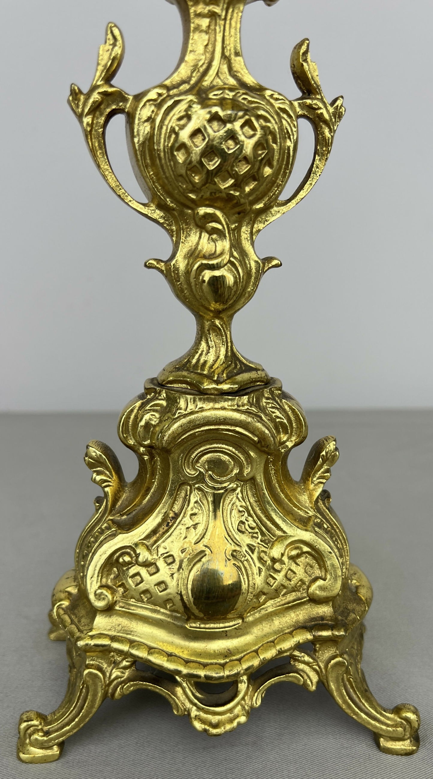 Pair of Candelabras Vintage French Brass Ornate 5 Arm Candle Holders LOT 6437