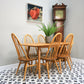 Six Ercol Quaker 365 Chairs and Ercol Plank Dinnig Table in Elm and Beech