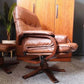 Vintage Recliner Armchair And Ottoman In Teak And Leather – Denmark, 1960s/1970s