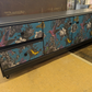 Midcentury Meredew Sideboard: Upcycled Charcoal Grey Floral TV Unit