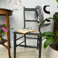 Edwardian chairs with rattan seats, lightly distressed in Ash Black- PAIR OF 2 CHAIRS