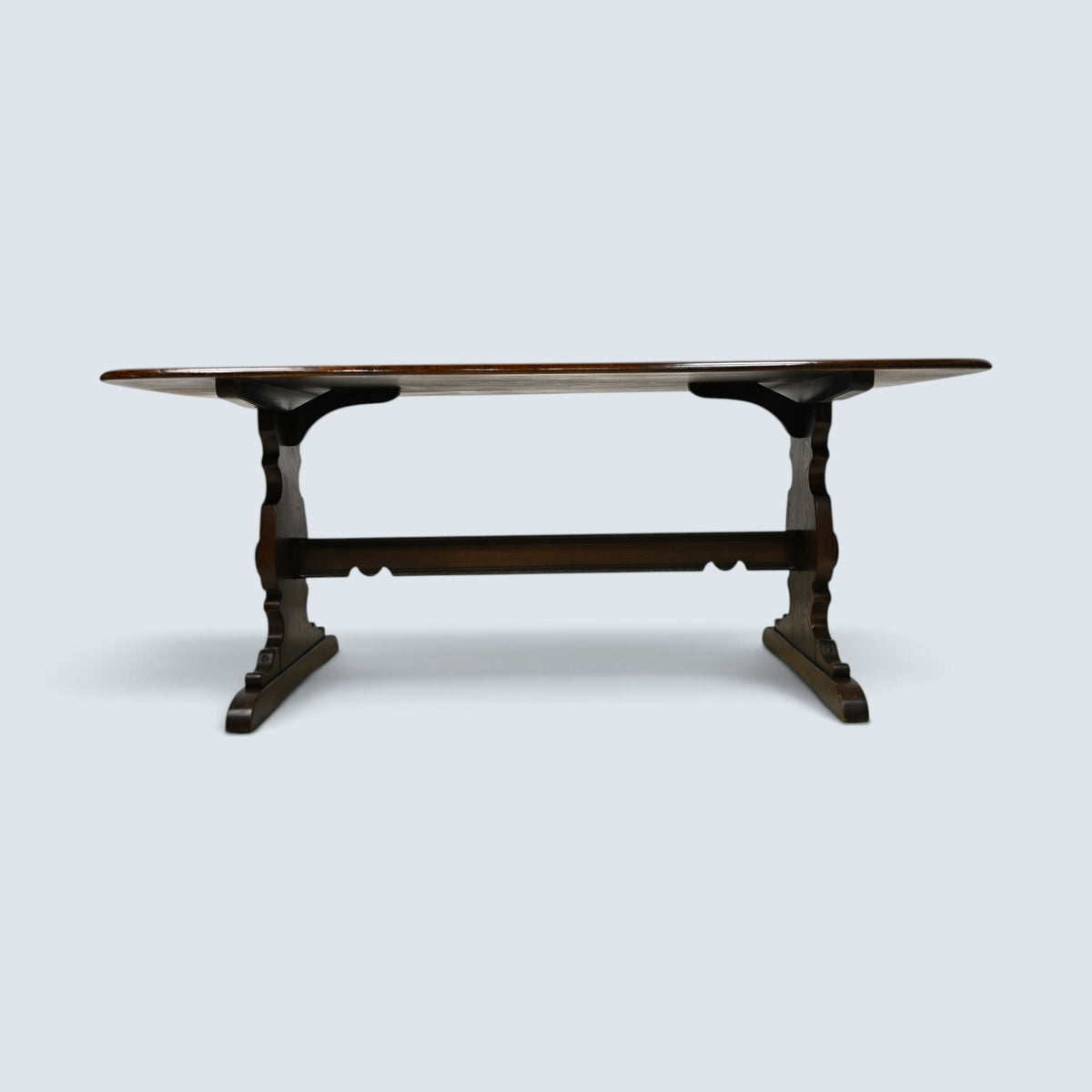 Ercol Plank Top Dining Table Solid Elm #419 Dark Finish Seat 8 FREE UK Delivery