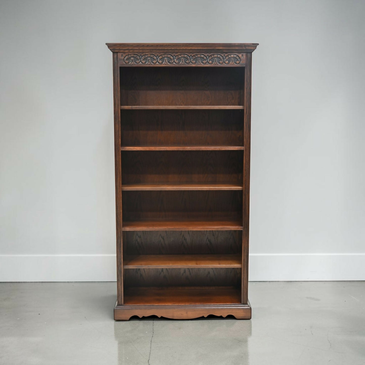 Old Charm Tall Bookcase Finish 5 Shelves Tudor Brown Carvings FREE UK Delivery*