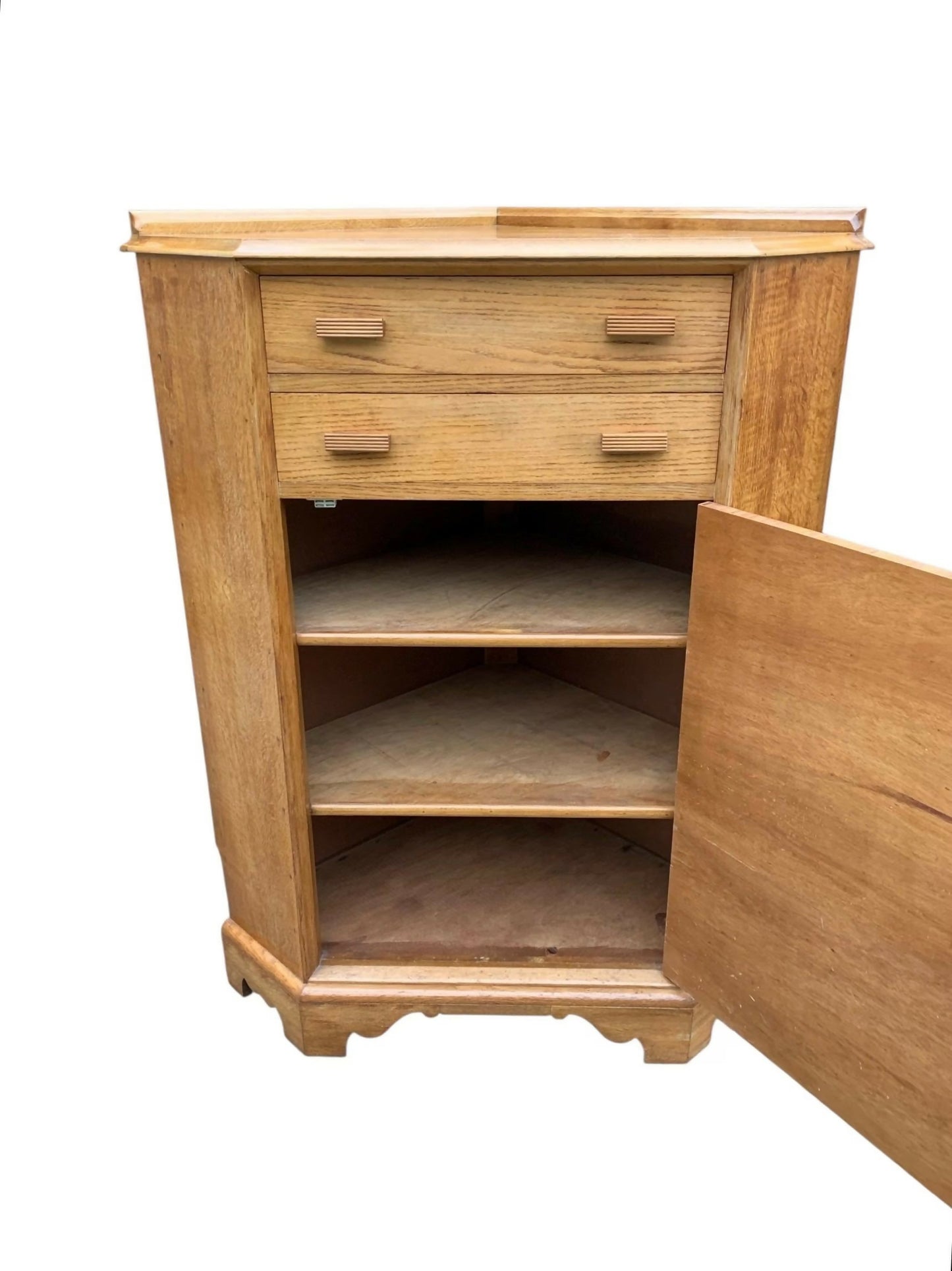 Mid century light Oak corner cupboard / drinks cabinet