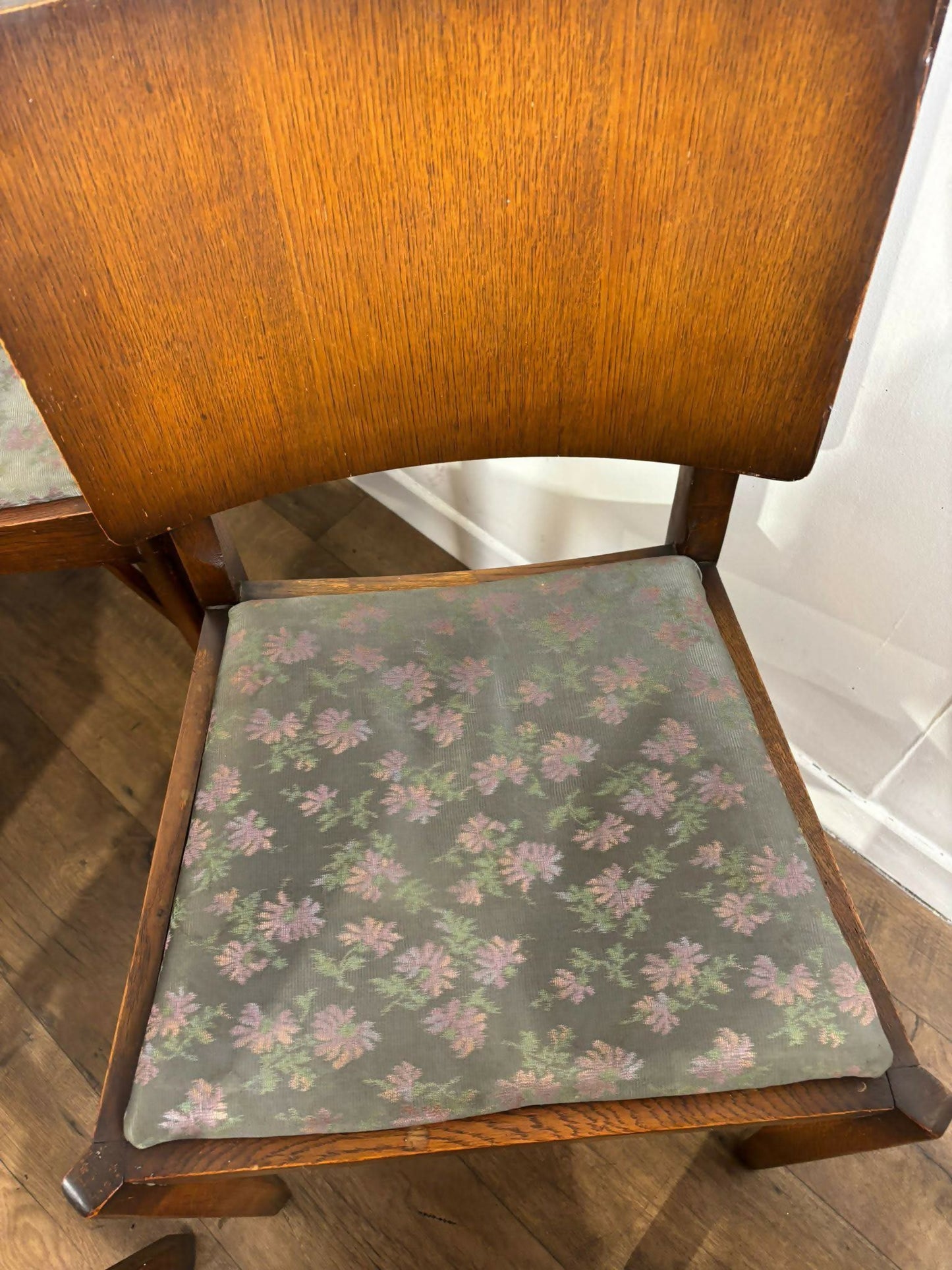 Vintage Oak Set Of Six Dining Chairs