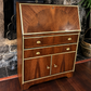 Art Deco Style Walnut Bureau/Writing Desk with Teal & Gold Interior
