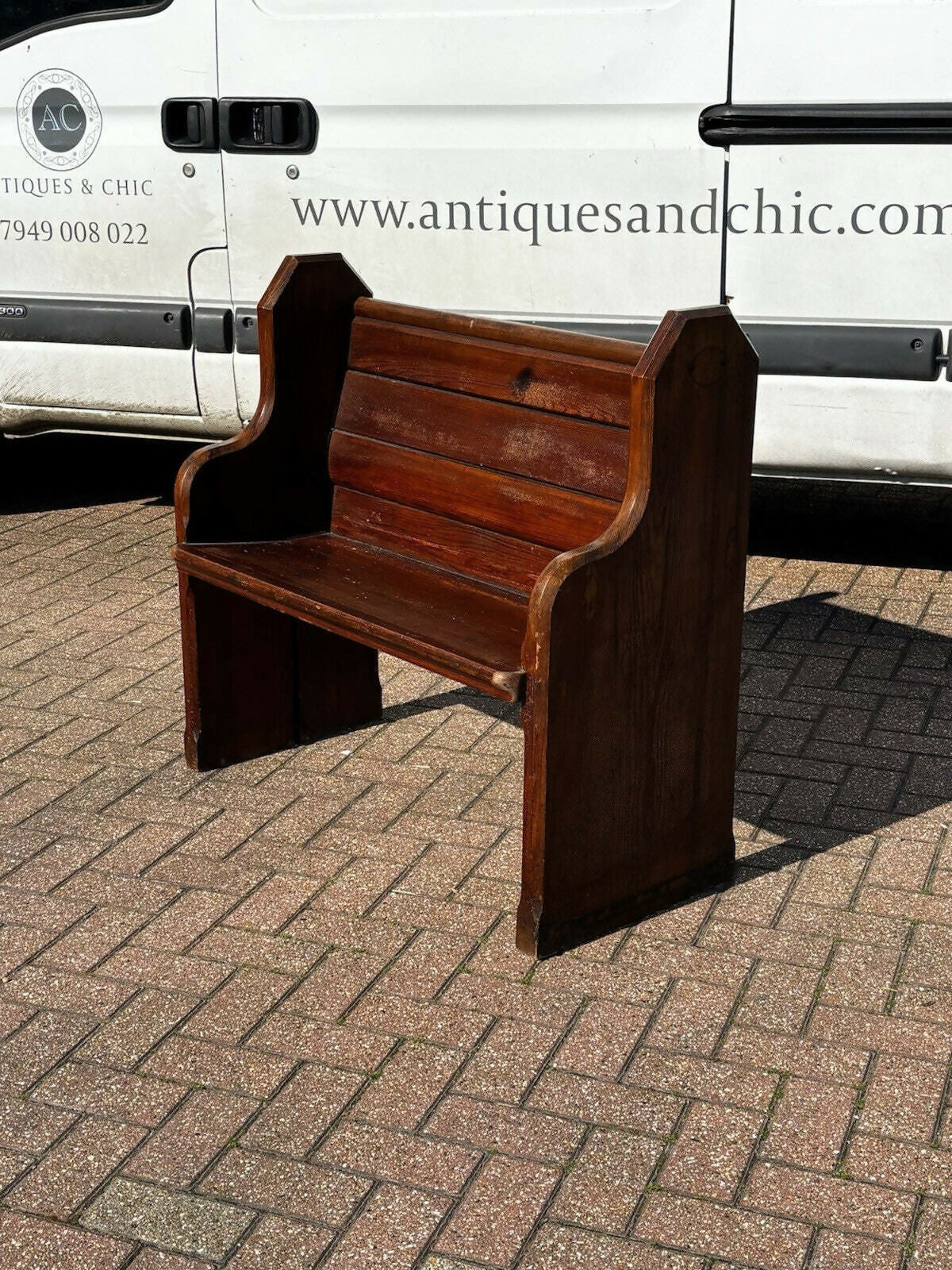 Small Vintage Victorian Pine Pew, 1800s