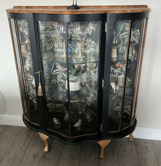 Vintage Antique Curved Display Cocktail Cabinet