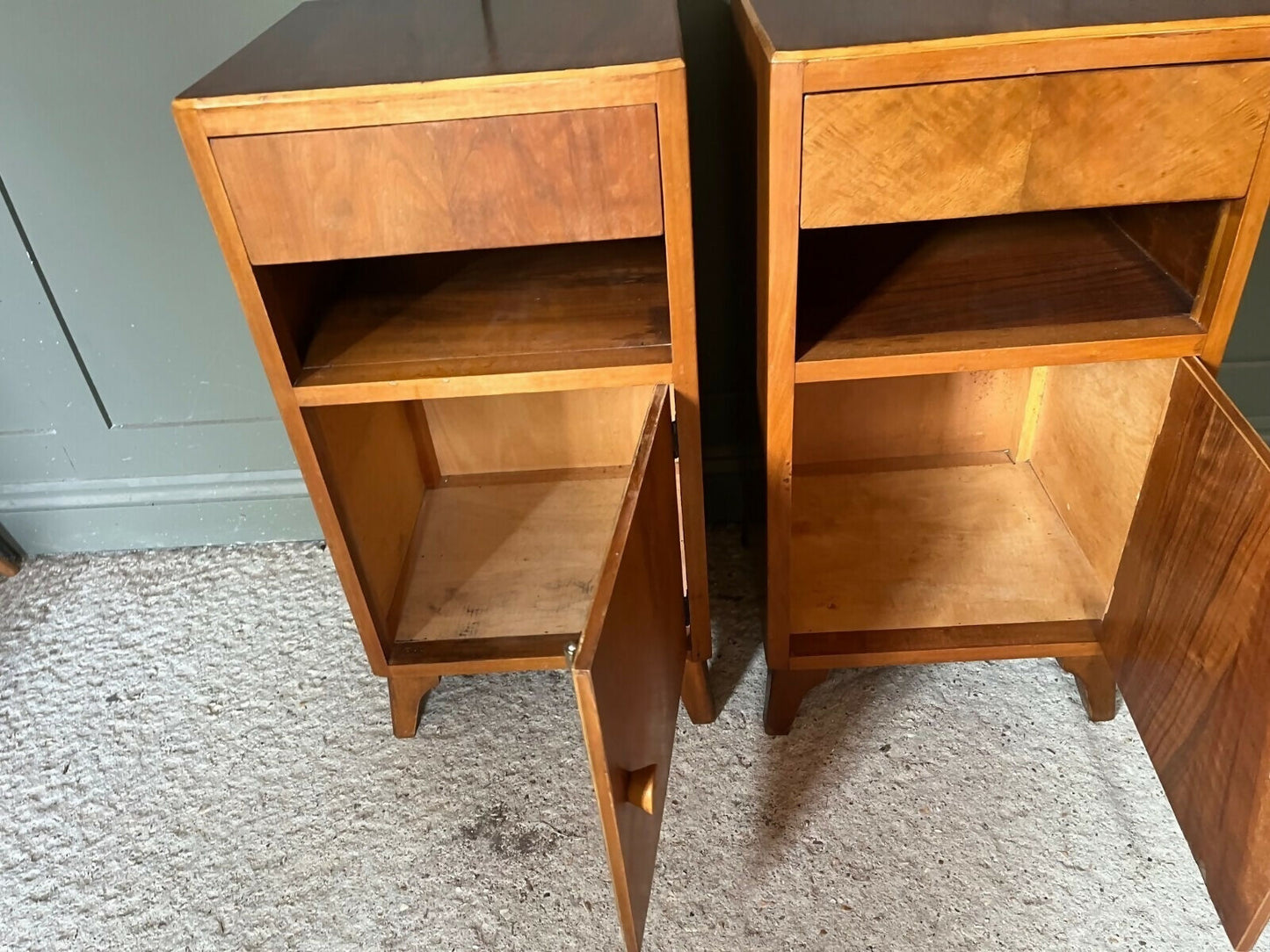 Vintage Bedside Cabinets Pair Circa 1950’s Wood, Beautiful Condition
