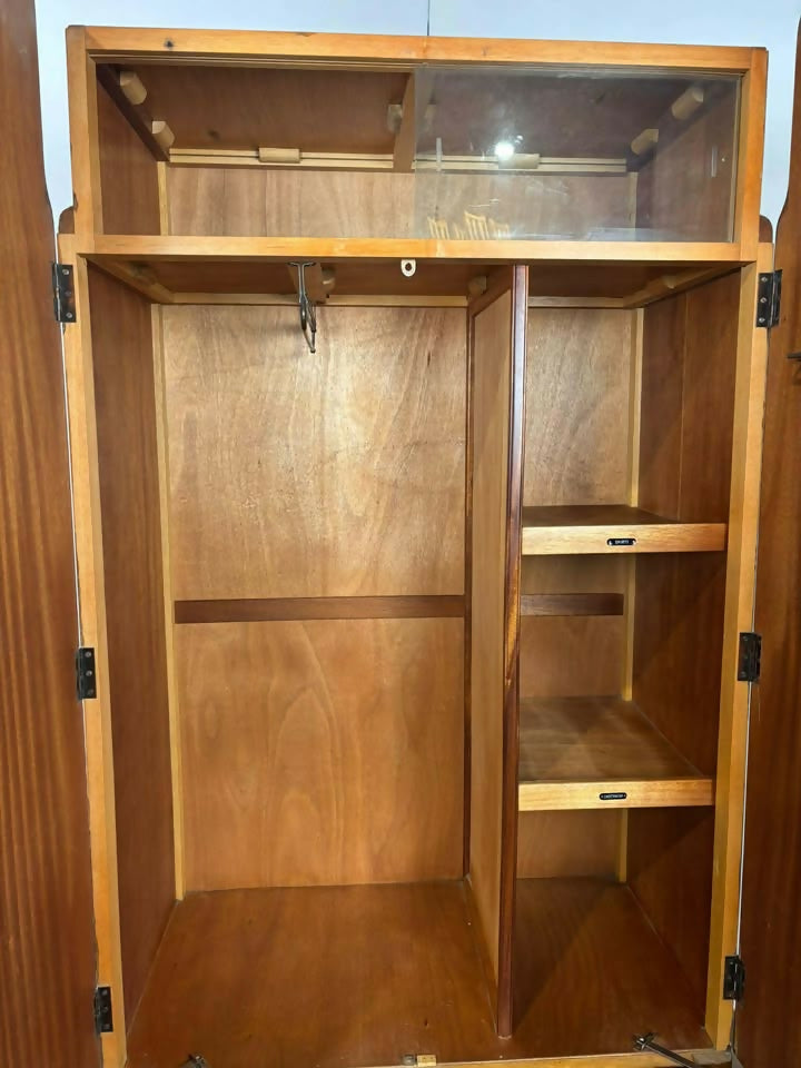 Art Deco Figured Walnut Gents Wardrobe