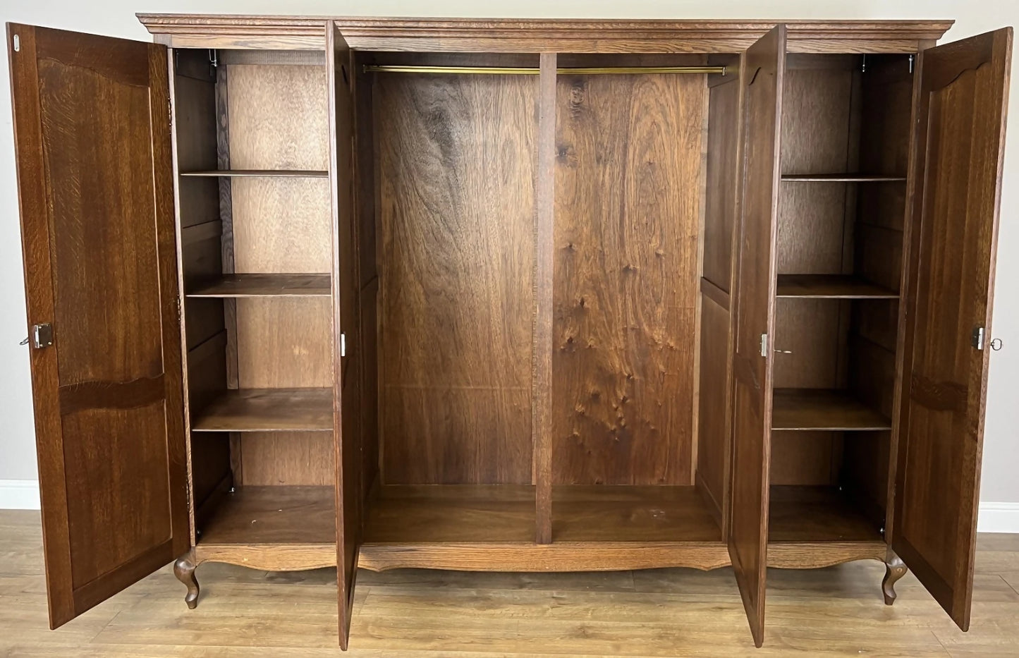 Wardrobe Vintage French Louis XVI Style Four Door Oak Carved Armoire LOT 6081