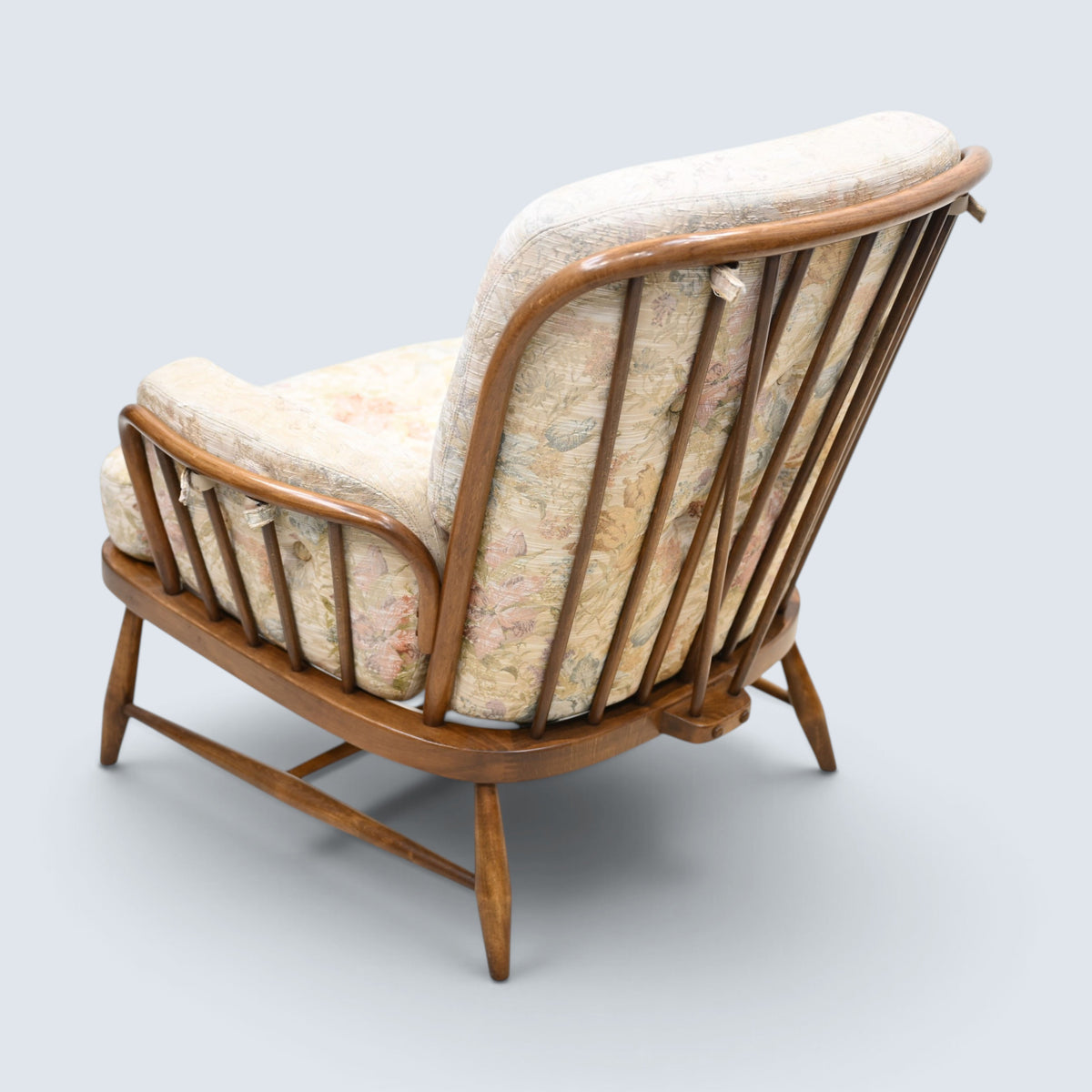 Ercol Jubilee Easy Chair Cream Floral Upholstery New Webbing FREE UK Delivery*