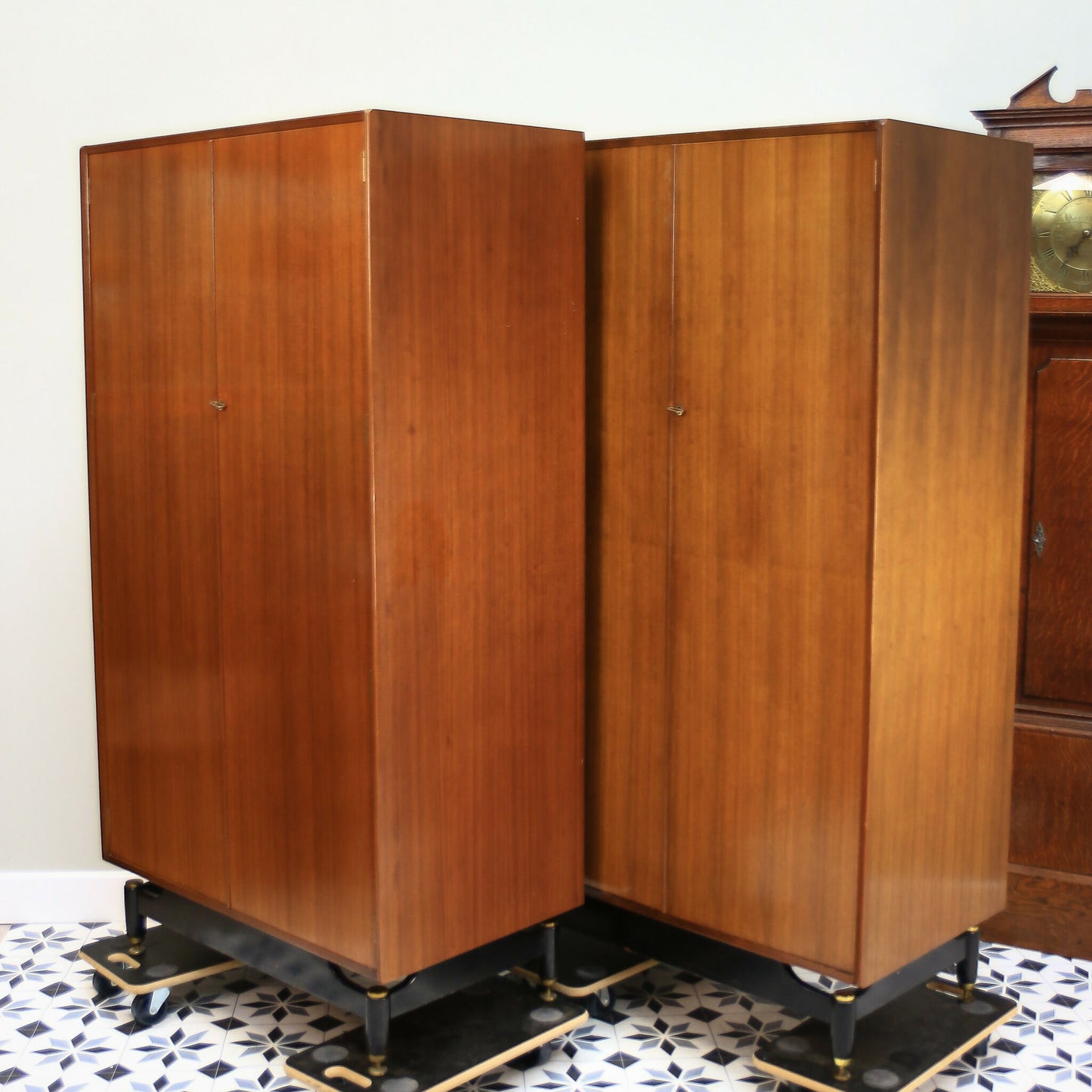 A Pair of G Plan Tola and Black His and Hers Wardrobes Librenza Range 1960s