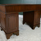 Antique Style Mahogany Pedestal Desk with Red Leather Top