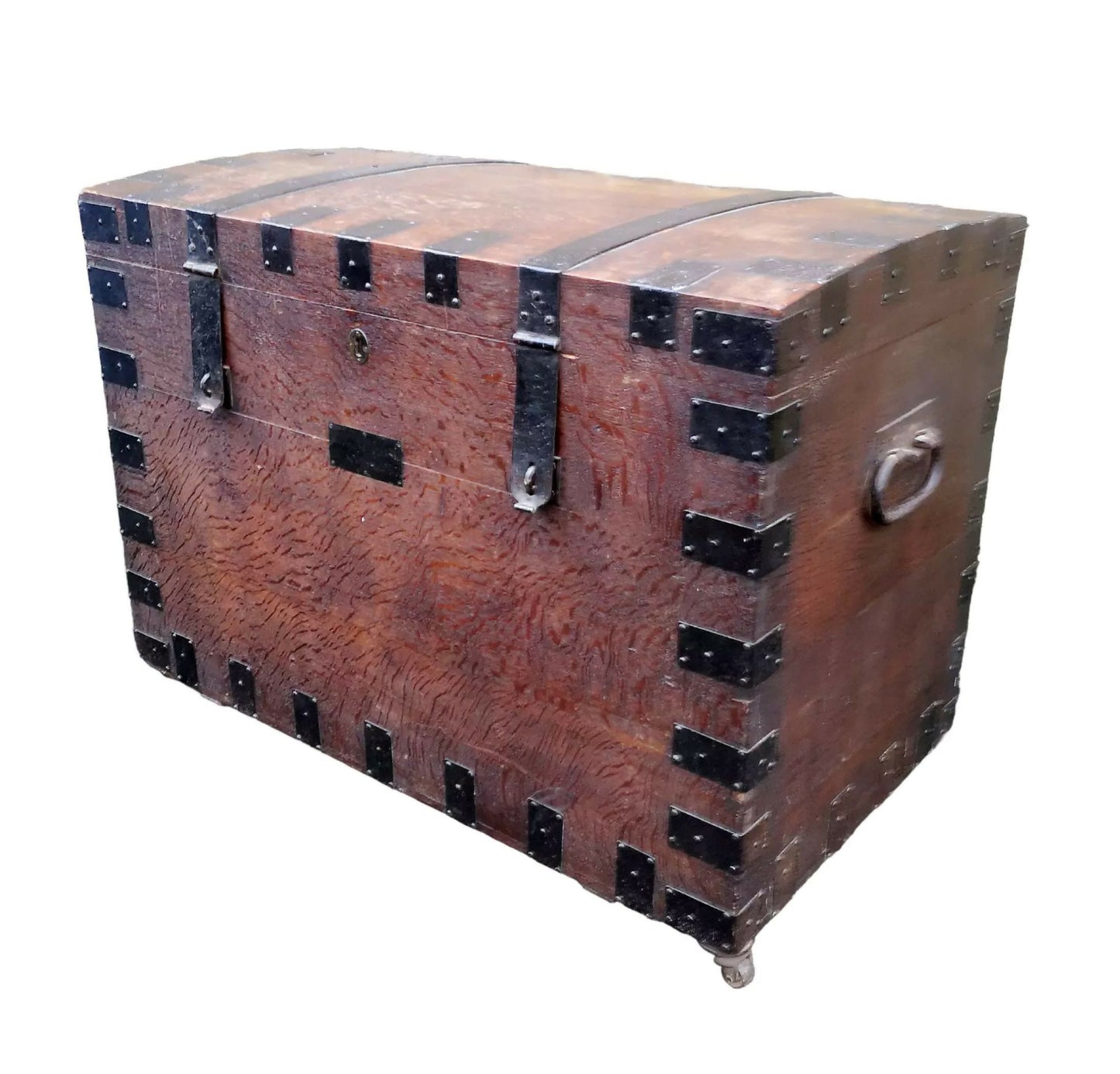 19th Century Oak & Metal Banded Silver Chest