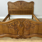 Bed Vintage French Louis XVI Oak Double Bed Frame Carved Headboard LOT 6375