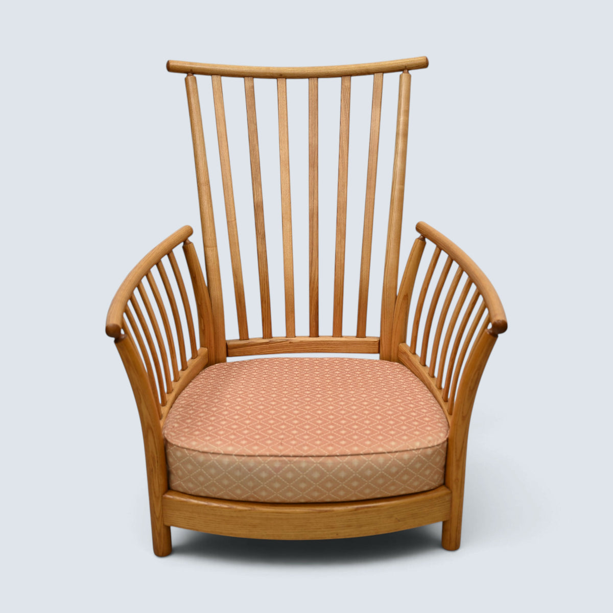 Ercol Piccola Easy Chair Light Orange Upholstery Light Finish FREE UK Delivery*