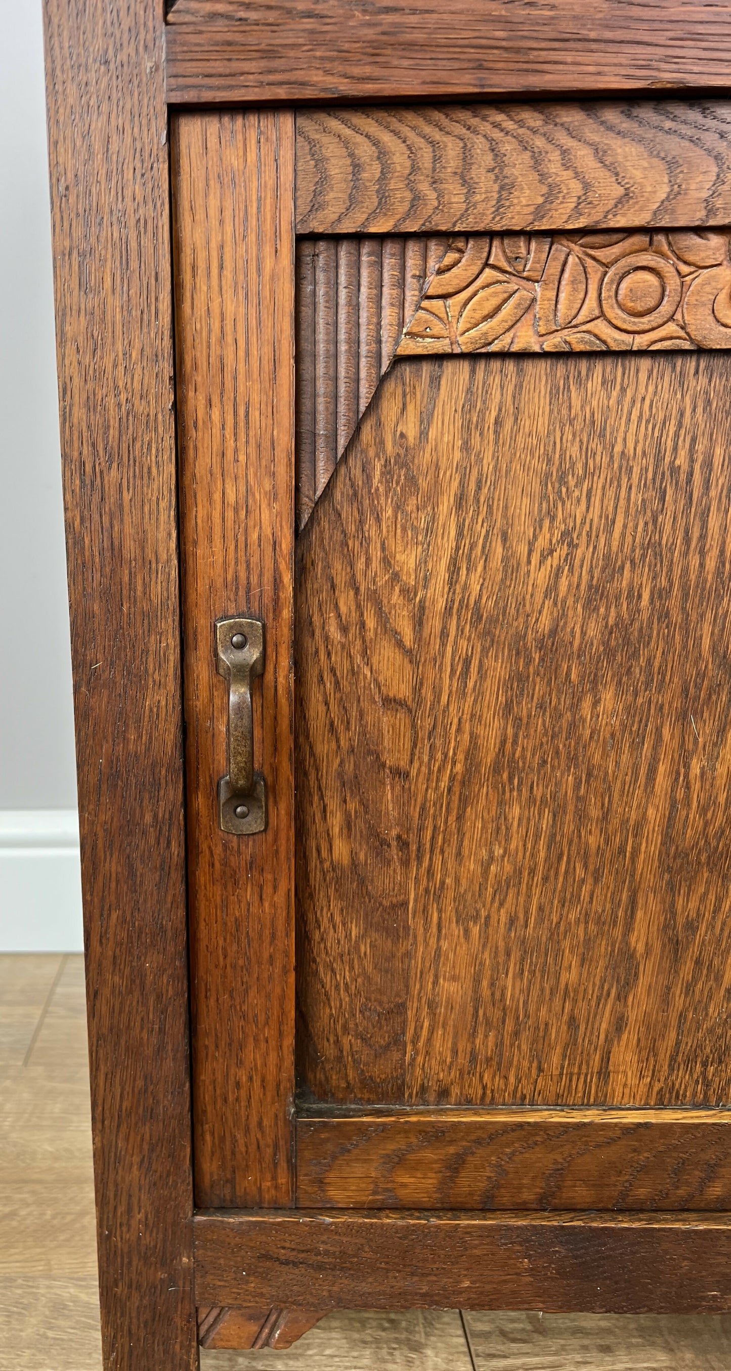 Bedside Table Antique French Marble Top Oak Cabinet Carved Cupboard LOT 6200
