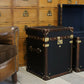 Vintage Black Millerain Handmade End tables - English bespoke storage trunks