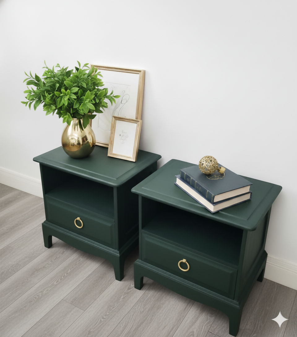 Stag minstrel cubby bedsides in dark green