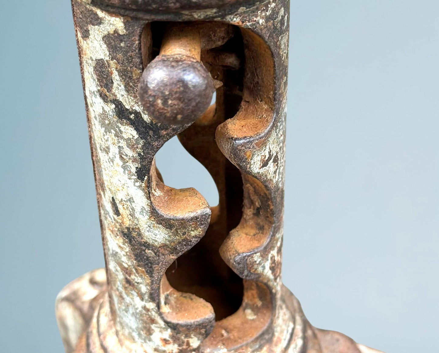 Vintage Industrial Antique Cast Iron and Elm Stool