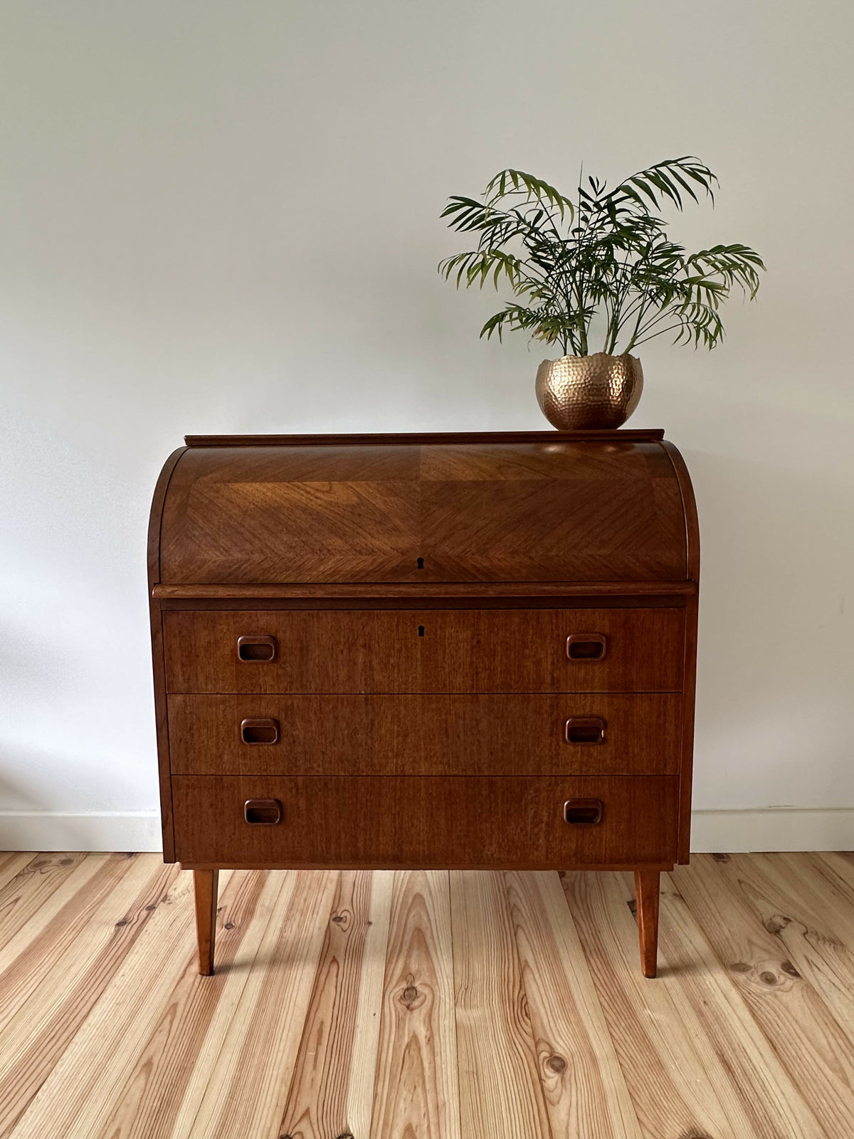 Mid Century Teak Swedish Rolltop Bureau By Egon Ostergaard