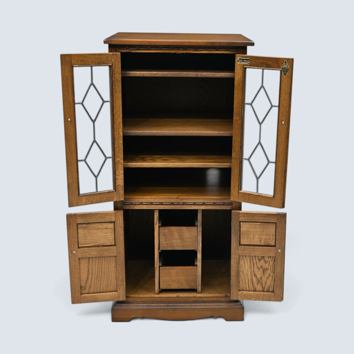 Old Charm Hi Fi/Record Cabinet 3 Adjustable Shelves Light Oak FREE UK Delivery*