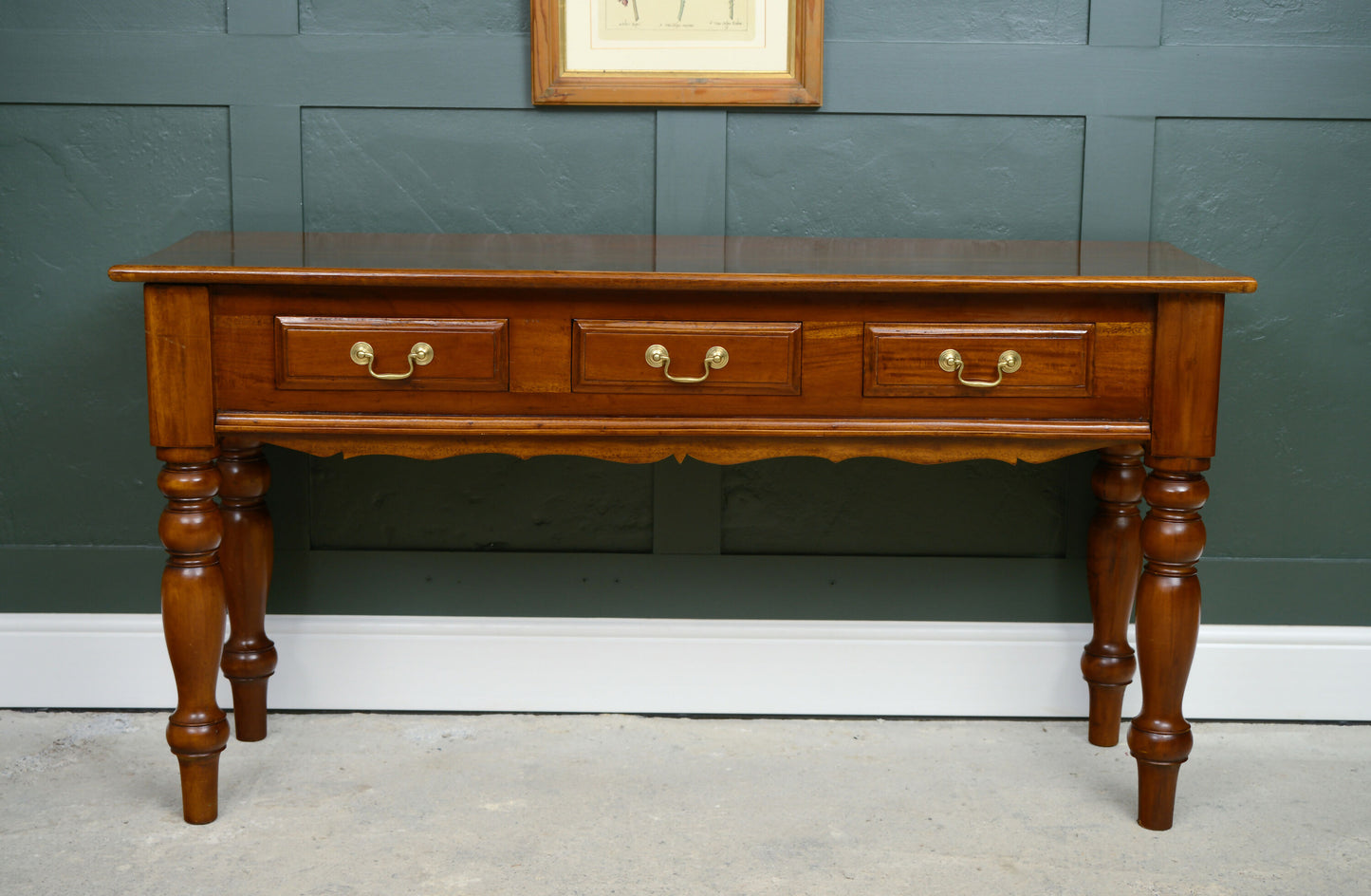 Antique Style Long Console Table - Hardwood Mahogany Finish