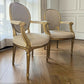 Stunning pair of freshly upholstered Louis XVI antique armchairs